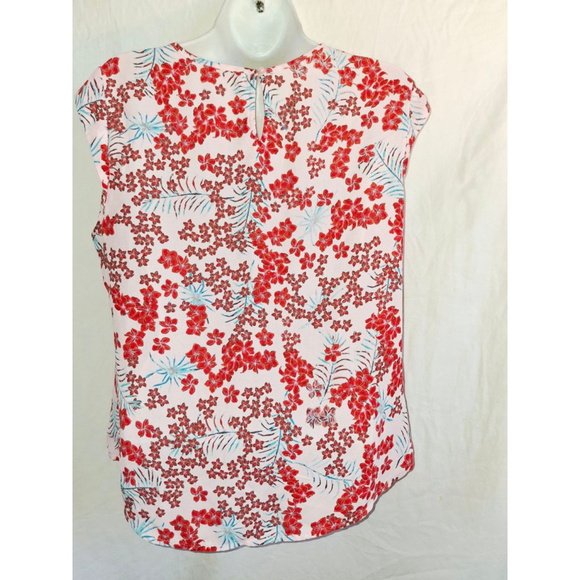Candie's Blouse L Pink Red Floral Sleeveless fairycore Cottagecore officecore - Picture 2 of 5